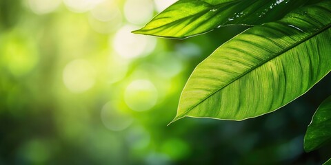 Canvas Print - green leaf backdrop. Lush nature featuring copyspace suitable for use as wallpaper or background.