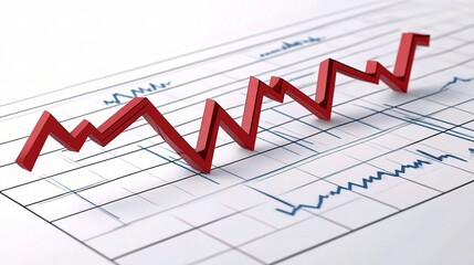 Poster - Red Graph Line on Stock Market Chart