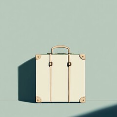 Aufkleber - This illustration features a simple suitcase with a handle, emphasizing its clean lines against a muted green background. Generative AI