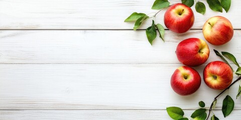 Aufkleber - apples resting on a white wooden table background