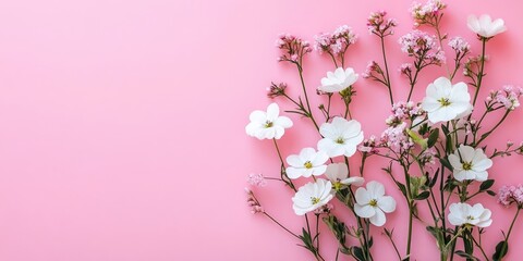 Poster - lovely spring flowers against a pink background
