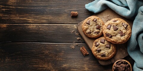 Poster - Fresh cookies on a rustic wooden surface.