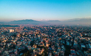 Aerial view of Kathmandu city in Nepal.