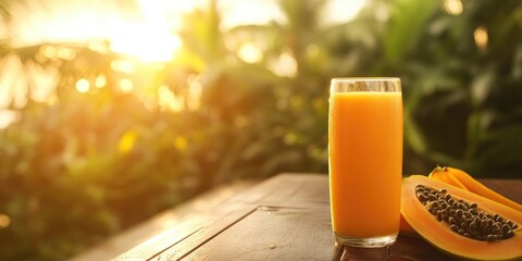 Wall Mural - Fresh papaya juice under the sun