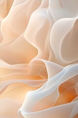 Fototapete - Soft, flowing fabric with delicate layers in pastel hues creates a tranquil and ethereal aesthetic.