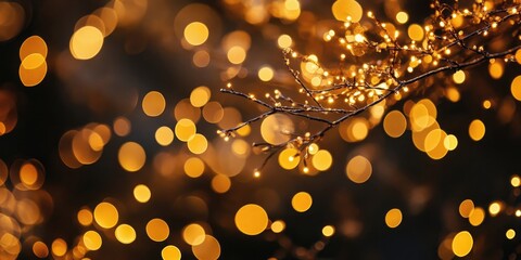 Leinwandbilder - golden festive bokeh against a black background
