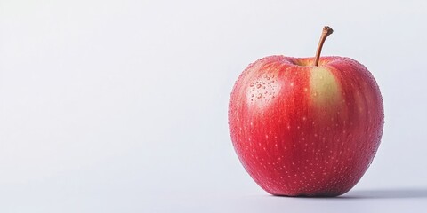 Poster - red apple with copy space in white
