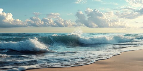 Poster - sandy shore with waves