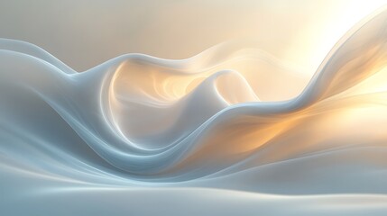 Poster - A serene, flowing landscape of soft, layered fabric illuminated by gentle light.