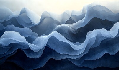Leinwandbilder - A serene abstract depiction of layered blue waves, conveying a sense of calm and tranquility.