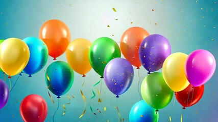 Aufkleber - A bunch of colorful balloons are floating in the air. The balloons are of different colors and sizes, creating a vibrant and lively atmosphere. Concept of celebration and joy