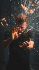 Wall Mural - Dynamic Motion Captured in Dark Tones Showcasing Anger