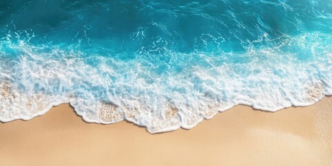 Poster - sandy beach and blue ocean water with copy space for your text or image