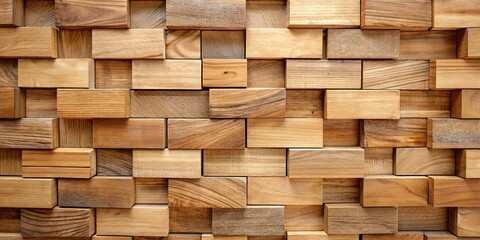 Wall Mural - tilted angle wooden wall background with block pattern