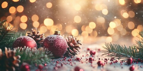 Leinwandbilder - Christmas backdrop. Happy New Year. Selective focus on the holidays.