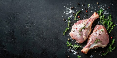 Poster - frog leg frozen meat frozen food meal snack on the table copyspace food background rustic top view