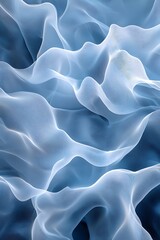 Aufkleber - Soft, flowing blue fabric undulates gracefully, showcasing intricate textures and patterns, reminiscent of gentle waves.