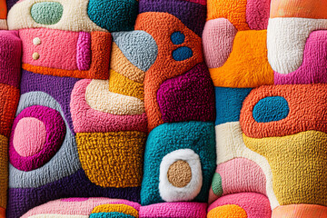 Wall Mural - colorful abstract seamless pattern with textured plush designs