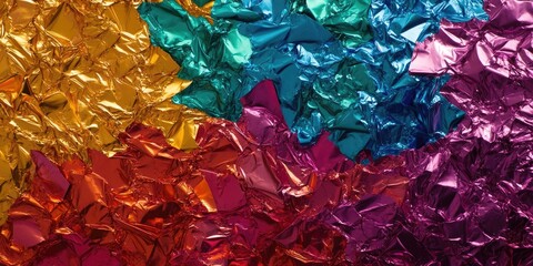 Fototapete - Crumpled textured background of colored foil