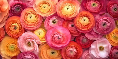 Aufkleber - Pink and Orange Ranunculus Blooms