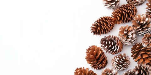 Aufkleber - Isolated pine cones on a white background, seasonal holiday theme/concept, space for text.
