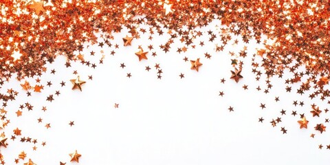 Poster - Frame of glittering tinsel on a white background, top view. Space for text.