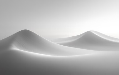 Leinwandbilder - A serene black-and-white landscape featuring soft, undulating hills that create a tranquil, minimalist atmosphere.
