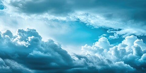 Poster - vivid blue sky with dark clouds, showcasing nature's beauty and providing copyspace for text addition