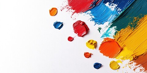 Leinwandbilder - various colors on a white background with a space for text in the foreground. copyspace.