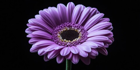 Aufkleber - Violet daisy gerbera against a black backdrop.