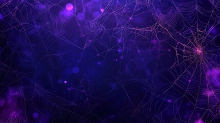 Spider webs on purple background, intricate patterns and textures