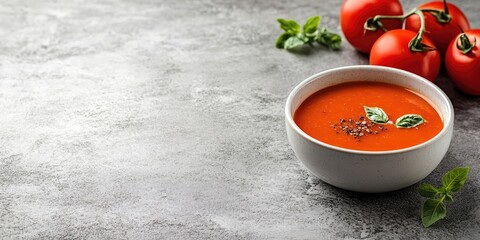 Aufkleber - Tomato soup bowls on a concrete surface with copyspace.