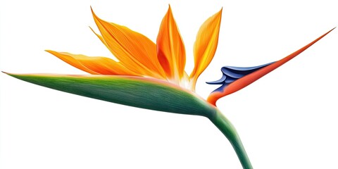 Fototapete - a beautiful Strelitzia reginae flower set against a white background