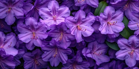 Poster - Beautiful purple flowers of Rhododendron ponticum, known as common rhododendron or pontic rhododendron. Close-up.