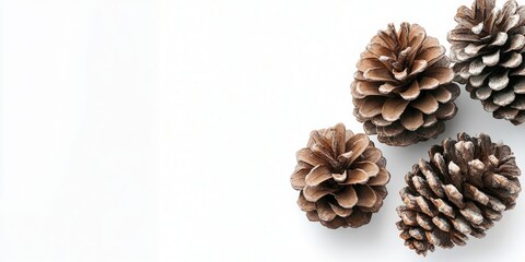Aufkleber - Isolated pine cones on a white background, seasonal holiday theme/concept, space for text.