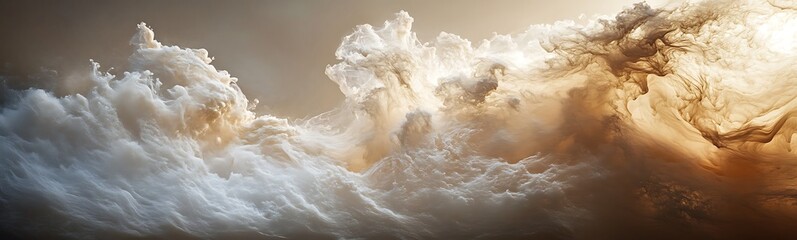 Aufkleber - Ethereal clouds in soft hues of orange and white display a breathtaking natural scene, evoking a sense of tranquility and wonder.