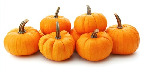 Poster - Orange pumpkin arrangement isolated against a white background.