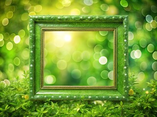 Canvas Print - Captivating Green Frame with Bokeh Effect for Nature Photography, Interior Decor, Background Design, and Artistic Projects - Perfect for Eco-friendly Themes and Fresh Aesthetics