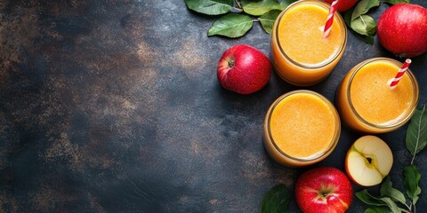 Aufkleber - fresh apple juice (smoothie). top view. copy space