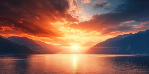 Poster - Stunning sunset landscape - copyspace for various uses.