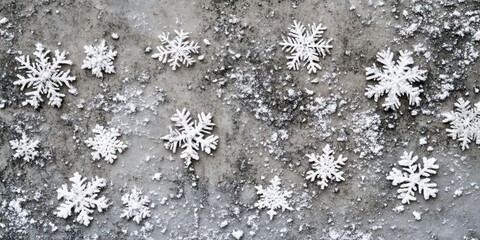 Wall Mural - Christmas or winter backdrop. Snowflakes on a gray concrete surface. Copyspace.