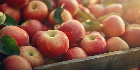 Canvas Print - Farm organic apples. Natural vitamins available in a retail grocery store. Selective focus with copy space for text.