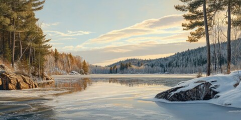 Leinwandbilder - initial ice on the lake