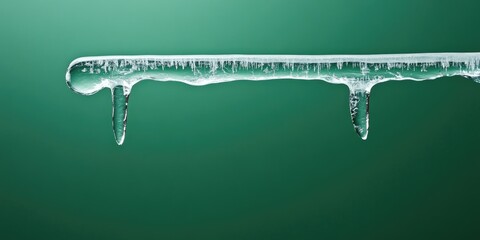 Aufkleber - frozen icicle on a green background. a single piece of ice. copy space