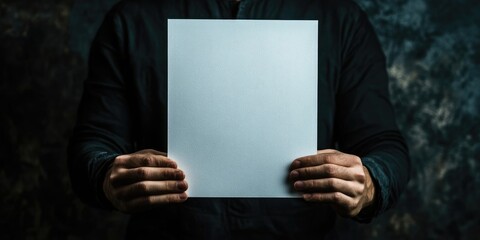 Aufkleber - Hands holding and presenting a blank sheet of paper.