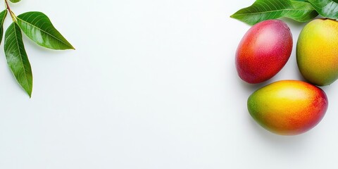 Aufkleber - Fresh mango on a white background. Copyspace available on the right side.