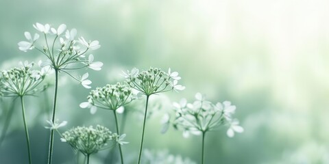 Aufkleber - Verdolaga, also known as Little Hogweed, flowers in spring with a selective focus and copyspace.