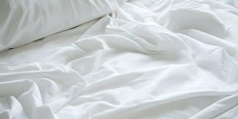 Poster - Close-up of white bed sheets and vacant space.