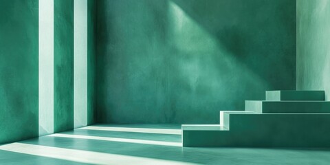 Aufkleber - Geometric abstract green backdrop, copy vacant space.