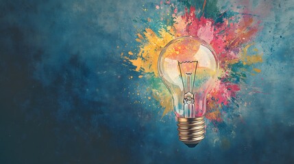 Wall Mural - light bulb with colorful abstract splashes